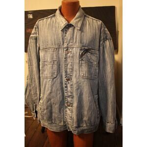 Vintage Pelle Pelle Denim Jacket XL 90s Light Wash Jean Coat HipHop Streetwear